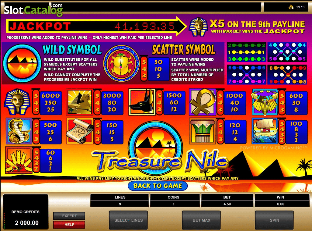 Treasure nile en Jackpotcity
