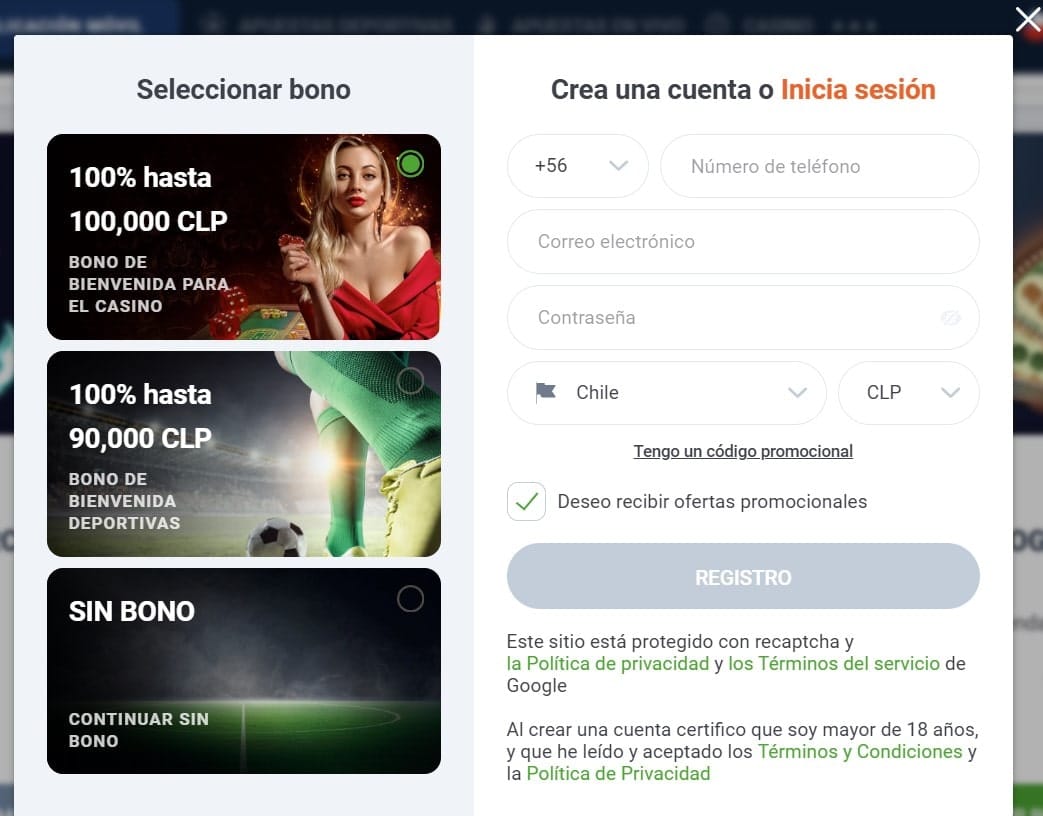 registro 20bet chile