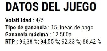 datos del juego